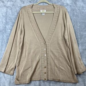 Talbots Cardigan Sweater Women 1XL  Button Up Made Hong Kong Long Sleeve